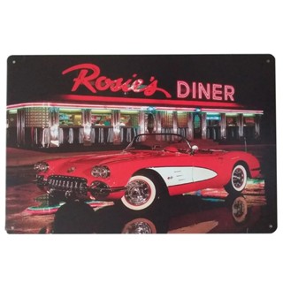 ป้ายเหล็กดีบุก ลาย Rosies Diner สไตล์วินเทจ สําหรับตกแต่งผนังบ้าน บาร์ ร้านกาแฟ