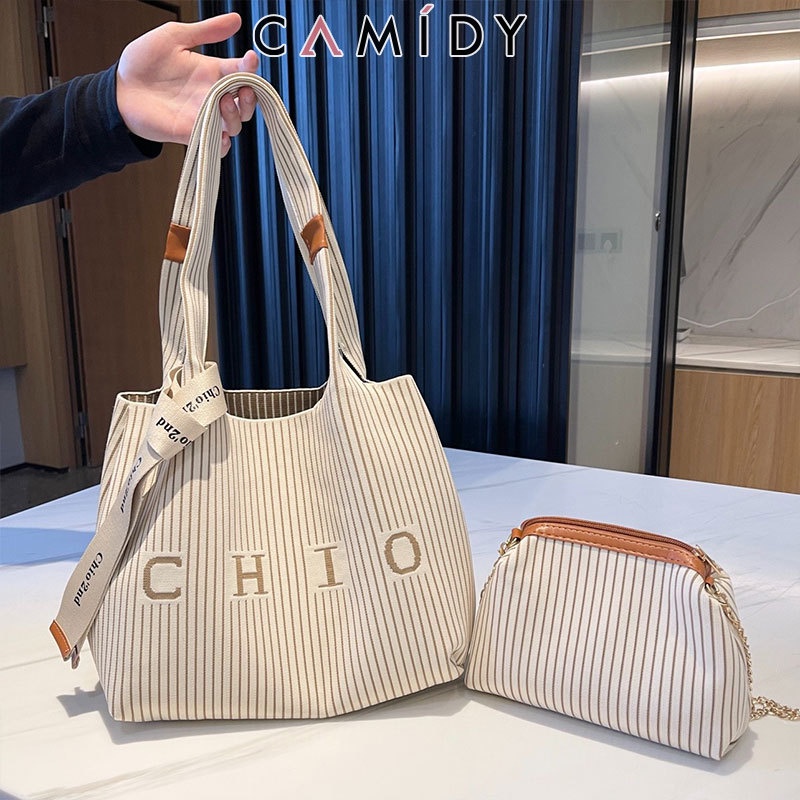 Camidy Chio2nd Venetian กระเป๋าสะพายไหล่ลําลอง ความจุขนาดใหญ่ แบบพกพา สําหรับสตรี