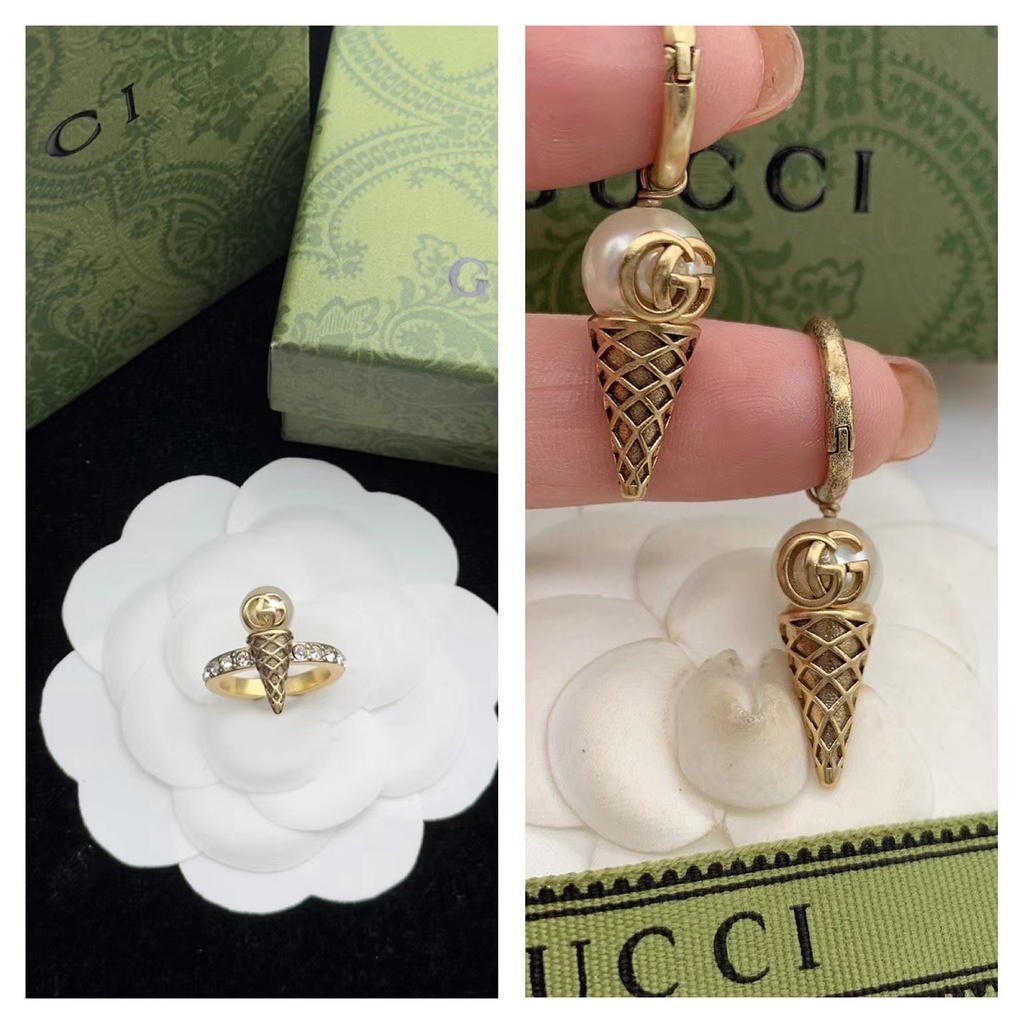 【 G · HOME 】ต่างหู แหวน รูปไอศกรีม เกรดสูง ไม่ทําให้เกิดอาการแพ้ ไม่เป็นสนิม 09240