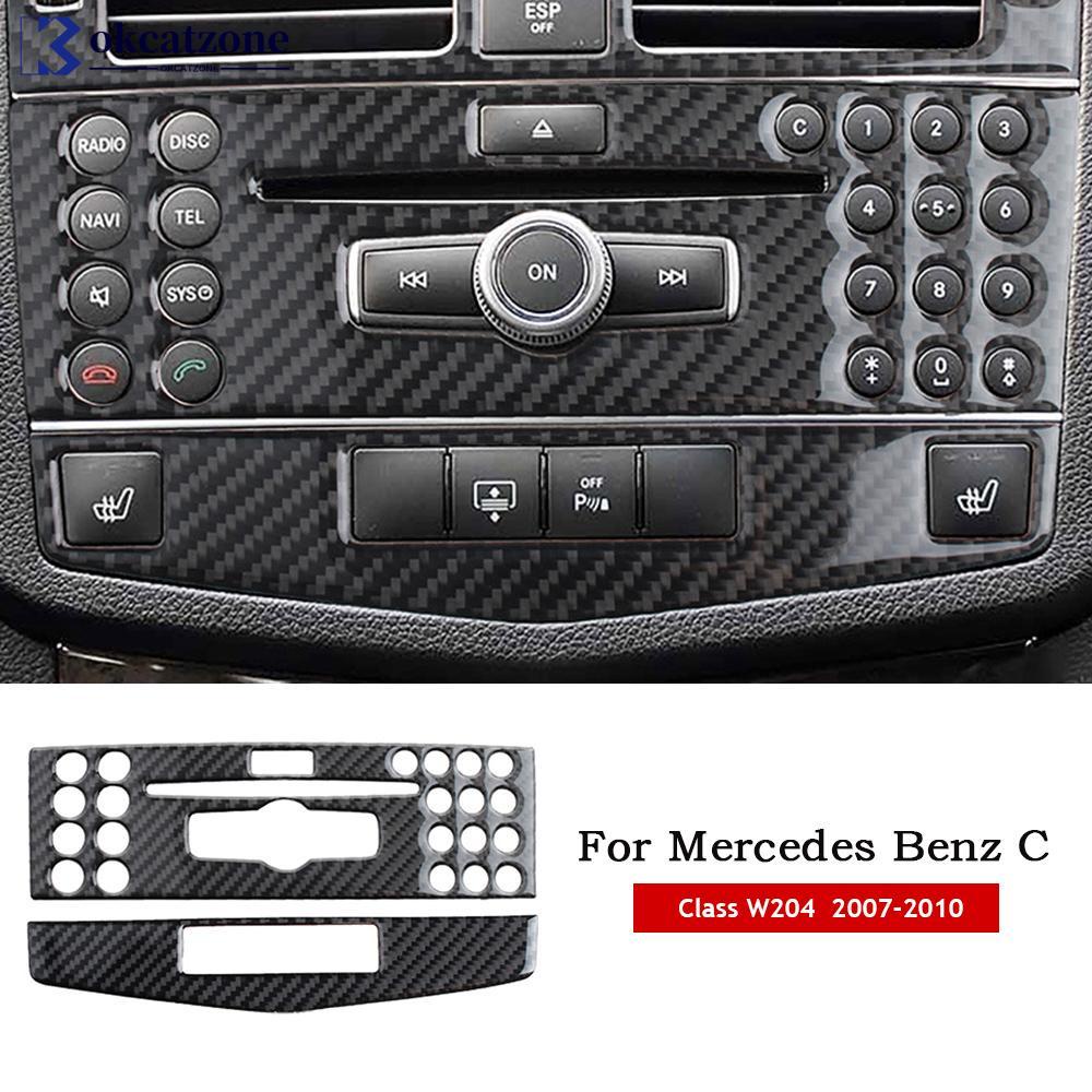 Okcatzone ฝาครอบคอนโซลกลางรถยนต์ คาร์บอนไฟเบอร์ สําหรับ Mercedes Benz C class W204 C200 C260 C300 C180 2007-2010 D1J8
