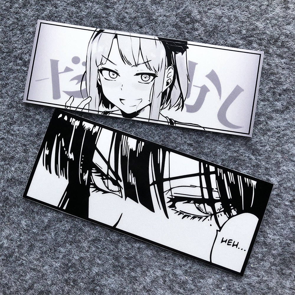 Jdm สติกเกอร์สะท้อนแสง ลายอนิเมะ Girl Eyes Gaze สําหรับติดตกแต่งกระจกหลัง หมวกกันน็อค รถจักรยานยนต์ สกูตเตอร์