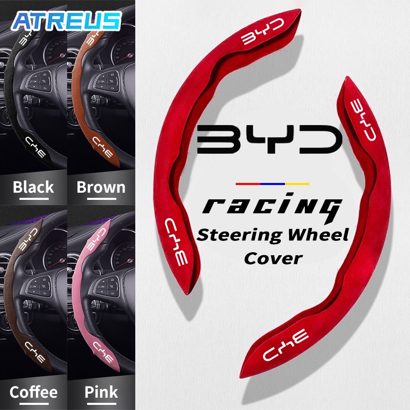 ปลอกพวงมาลัยรถยนต์หนังกลับ BYD Atto 3 Dolphin Seal U Atto3 Yuan Plus Han EV High Performance Racing Style