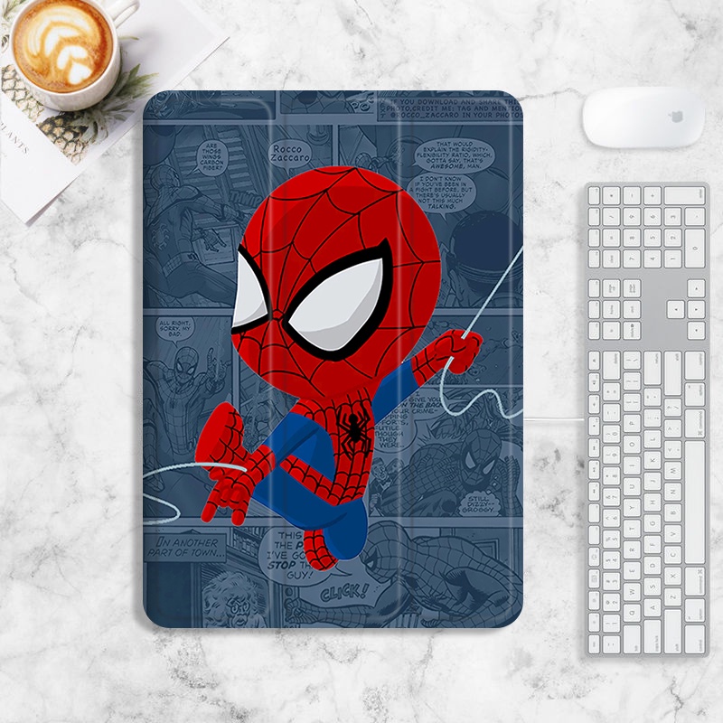 เคส ลายมาร์เวล สไปเดอร์แมน พร้อมช่องใส่ปากกา สําหรับ iPad air4 5 mini4 5 6 iPad 10.2 gen7 8 9 2022 pro11 gen10 iPad gen5 6 2017 2018