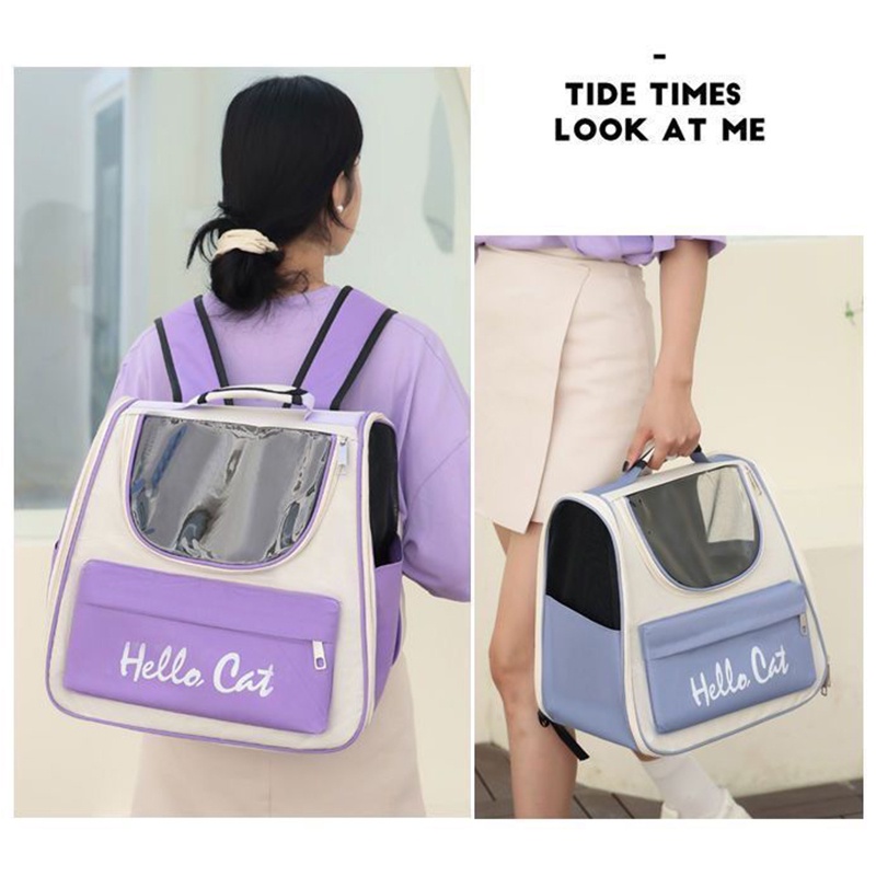 Pet Bag🐱กระเป๋าแมว เป้สัตว์เลี้ยง ใบใหญ่มาก พับเก็บได้ ระบายอากาศได้ หน้าต่างกันสาด กระเป๋าสีขอบด้านข้าง รูปที่ 6