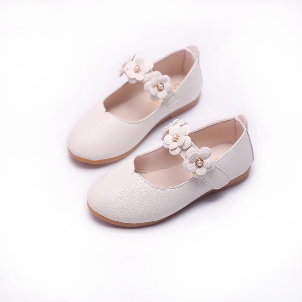 Shoe1502- รองเท้าคัชชูเด็กเล็ก รองเท้าคัชชูเด็ก ติดดอกไม้ดูสวยหวานน่ารัก ไม่มีส้น ใส่สบาย (ความยาววัดจากพื้นภายใน ให้...