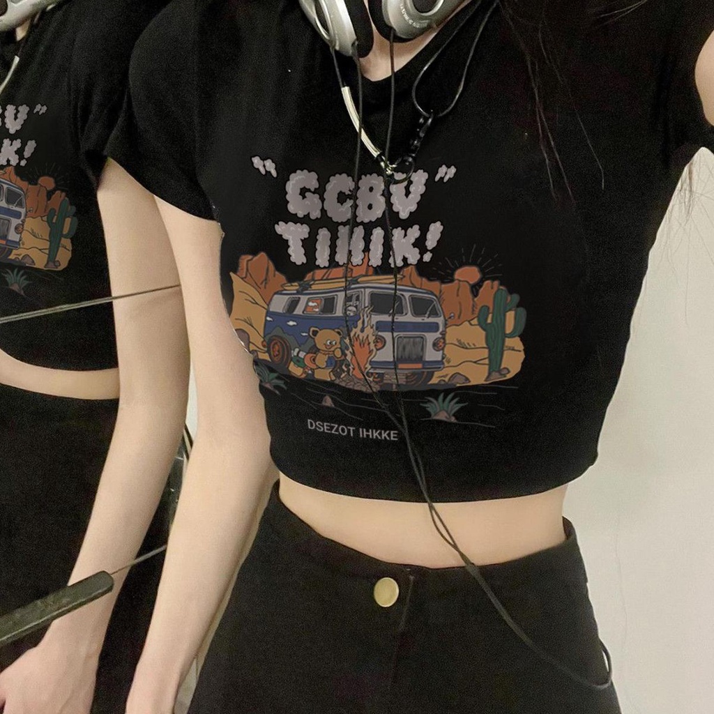 Anna เสื้อยืดแขนสั้นหญิง สไตล์ย้อนยุคอเมริกัน y2k แฟชั่นเกาหลี สาวสวย น่ารัก และหวาน 2557