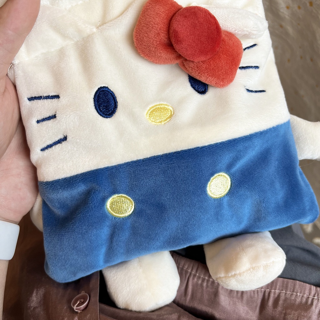 Pacha Hello Kitty Cat กระเป๋าหูรูด ผ้ากํามะหยี่ขนนิ่ม น่ารัก เครื่องเขียน นักเรียนญี่ปุ่น กระเป๋าเดินทาง กระเป๋าเก็บของเบ็ดเตล็ด