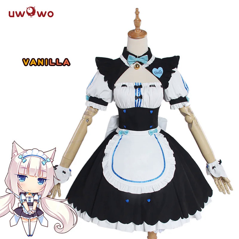 ในสต็อก UWOWO วานิลลา/Cocola คอสเพลย์ NEKOPARA วานิลลาชุดแม่บ้านเครื่องแต่งกายฮาโลวีนชุดแม่บ้าน OVA 