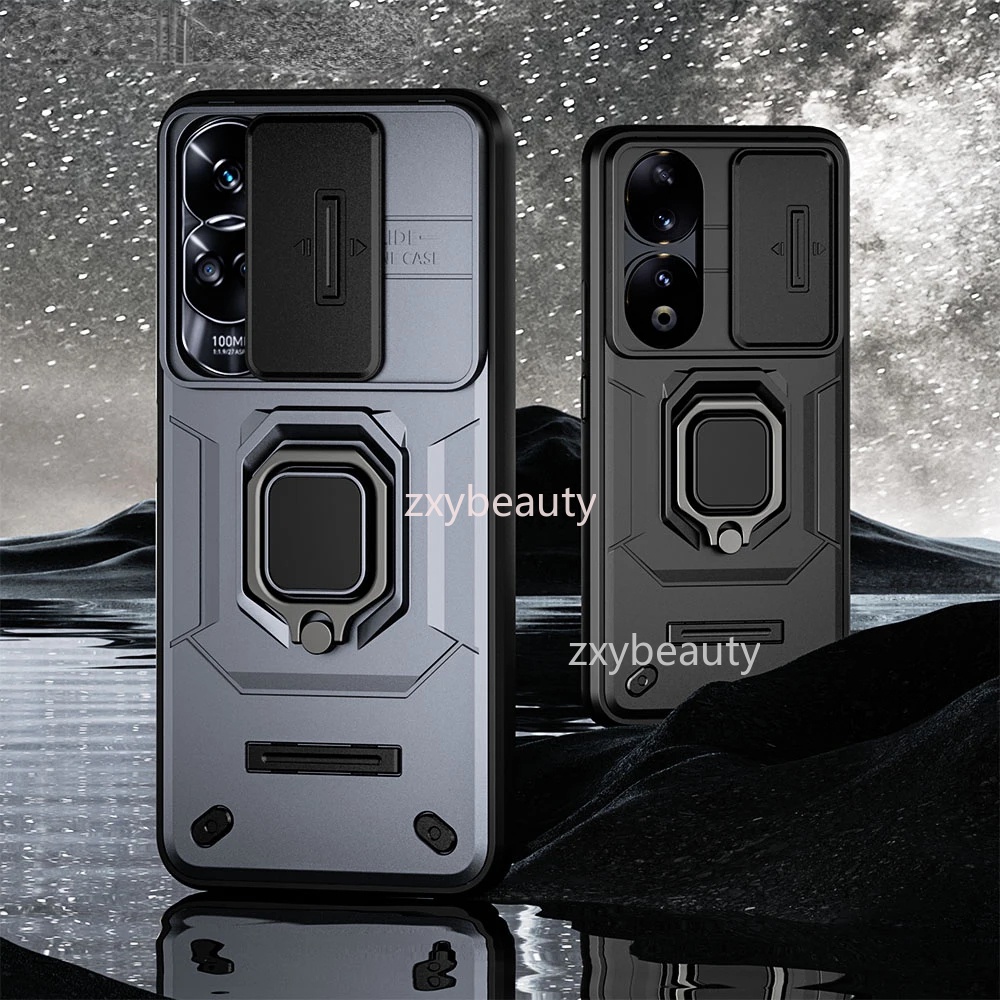 เคสโทรศัพท์มือถือ กันกระแทก ป้องกันเลนส์กล้อง พร้อมแหวนขาตั้ง สําหรับ Honor 90 Lite 90Lite 90 5G 202
