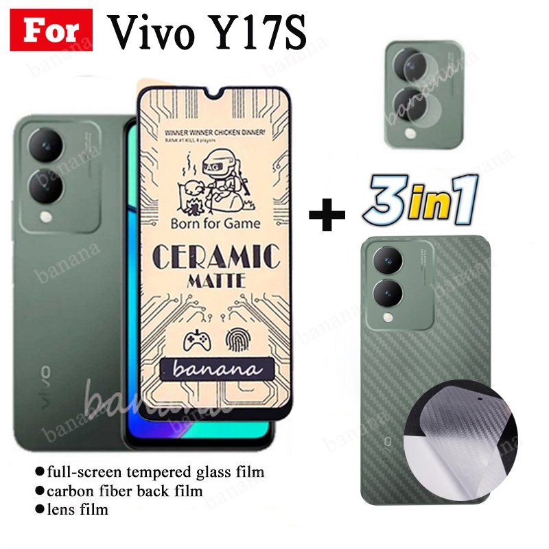 Vivo Y17s กระจกนิรภัยเซรามิค สําหรับ Vivo Y27 Y36 Y35 กระจกนิรภัย ป้องกันเลนส์กล้อง 3in1