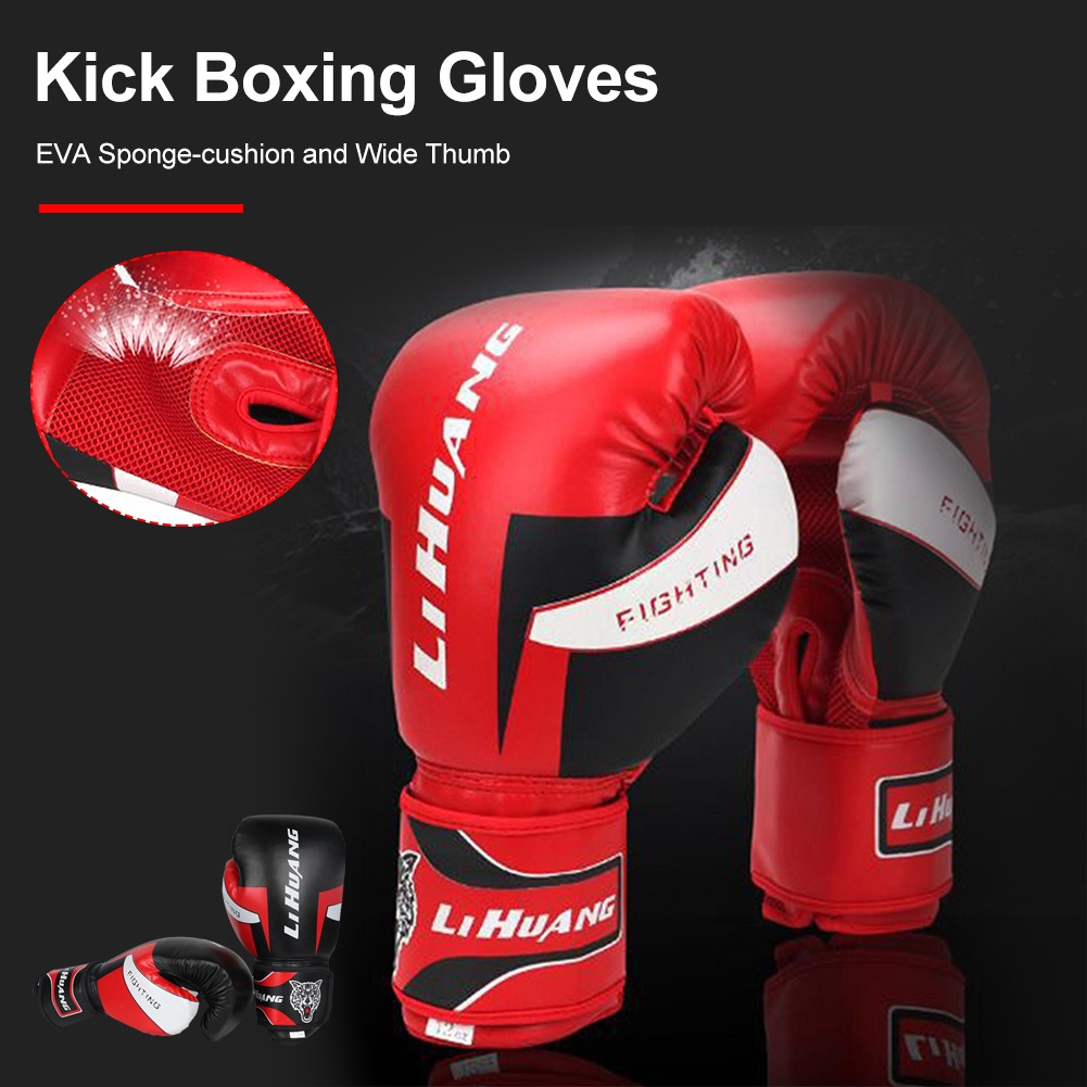 【มี 6oz, 8oz, 10oz, 12oz ให้เลือก】นวมชกมวยมืออาชีพ นวมชกมวย นวมชกมวยผู้ใหญ่  Kick Boxing Glove นวมมวยไทย มันใช้งานได้จริ - รูปที่ 2