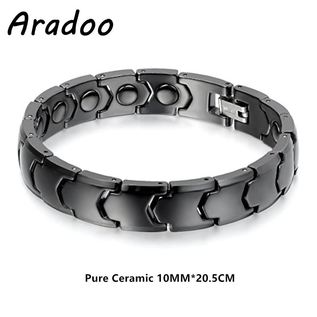 เซรามิกบริสุทธิ์ Hematite ป้องกันรังสีสุขภาพสร้อยข้อมือ Anion แม่เหล็กเซรามิคสแตนเลสสร้อยข้อมือกระชับสัดส่วน