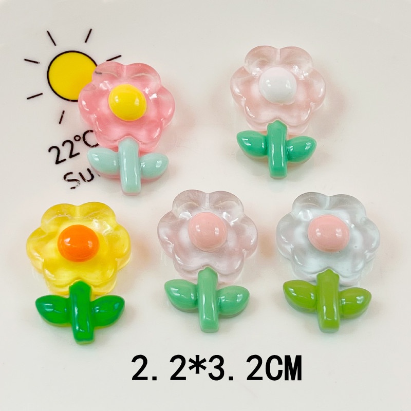 [3 #] Jibbitz Crocs กิ๊บติดผมช่อดอกไม้จําลอง เรซิ่น ขนาดใหญ่ สีโปร่งใส อุปกรณ์เสริม สําหรับทําเครื่องประดับผม QP