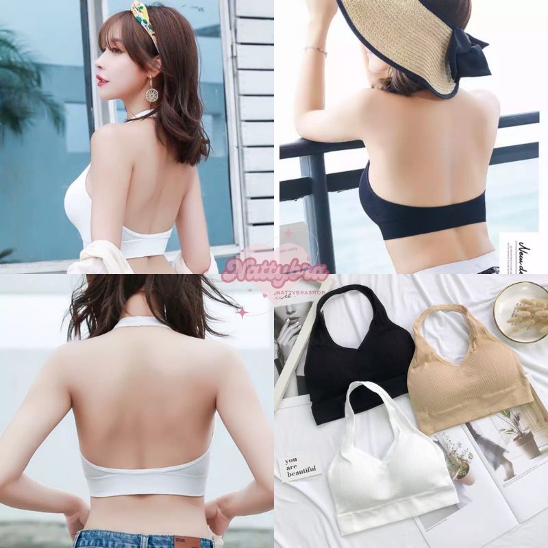 Nattybra ครอปบรา เสื้อใน คล้องคอ โชว์หลัง เซ็กซี่ ฟรีไซส์ ใส่สบาย ใส่ออกกำลังกายได้ สปอร์ตบรา ผู้หญิง
