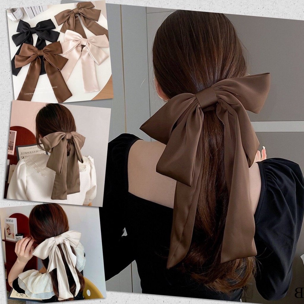 🌈 โบว์ติดผม ขนาดใหญ่ กิ๊ฟติดผม ขนาดยักษ์ พิเศษ อลังการ ยางมัดผม ผูกผม แฟชั่น สไตล์เกาหลี วินเทจ ผ้าไหม 🌈