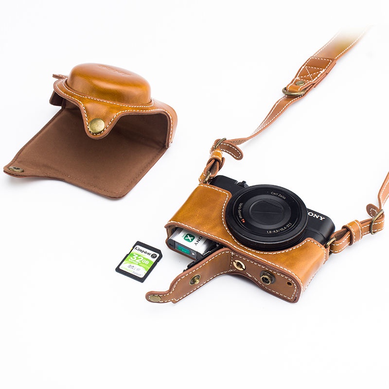 เหมาะสําหรับกระเป๋ากล้อง sony RX100 M7 S-RX100M5M6 sony การ์ดสีดํา 7 เคสป้องกัน ZV1 เคสหนัง