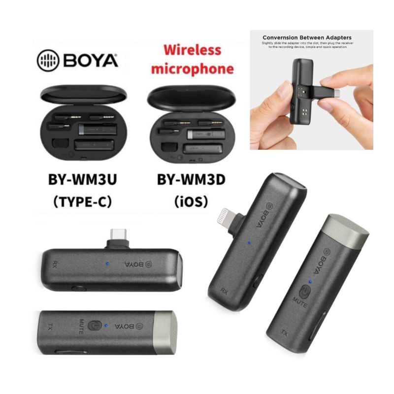 BOYA ไมค์ไร้สาย ไมค์ไลฟ์สด ใหม่ มือ1 พร้อมส่ง BY-WM3U boya type-c android 2.4GHz wireless microphone