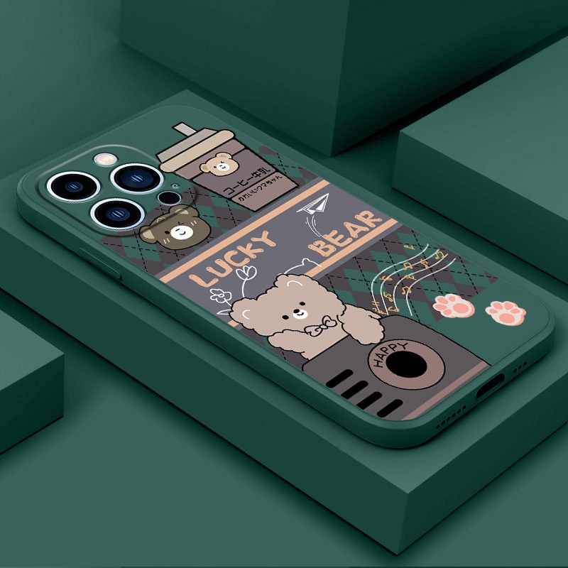 เคส Vivo V27 5G V27 PRO V27E V23 5G V23E V25 5G V25E V25 PRO V19 T1 5G V5 Lite Y67 Y66 V5S YT54A เคสโทรศัพท์มือถือ ซิลิโคน ลายหมี ลูกสุนัข สําหรับ