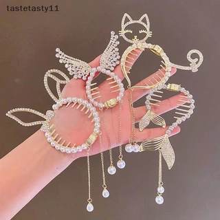 TA Elegant Hair Claw Pill หางม้าหัวเข็มขัดหางม้า Rhinestone Pearl sel คลิป Hairband Headdress TH