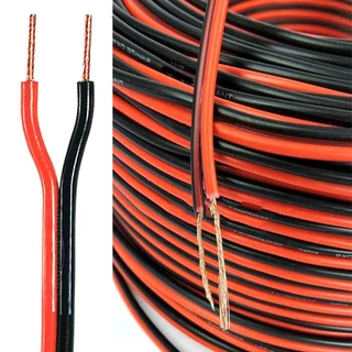New Alitech สายลำโพง 50 เมตร ทองแดงแท้ 2*0.5 (สีดำ/แดง) speaker cable for Audio/pa/home