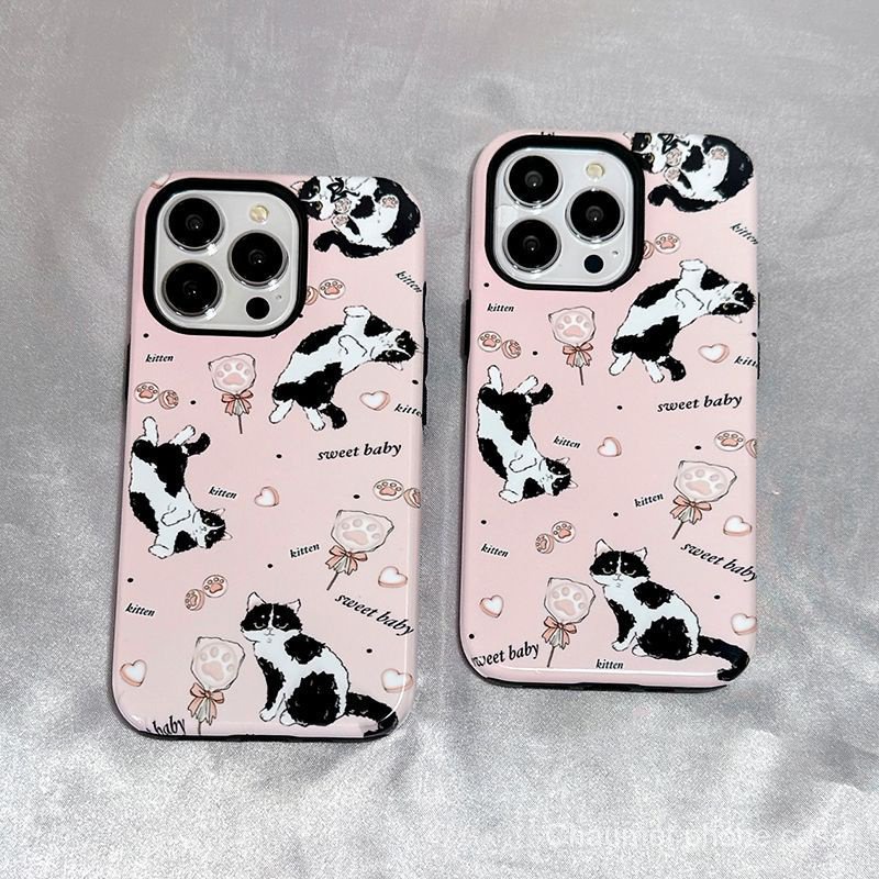 2 in 1 เคสโทรศัพท์มือถือแบบแข็ง ลายคิตตี้น่ารัก สองชั้น สําหรับ Iphone 14 13Promax xr