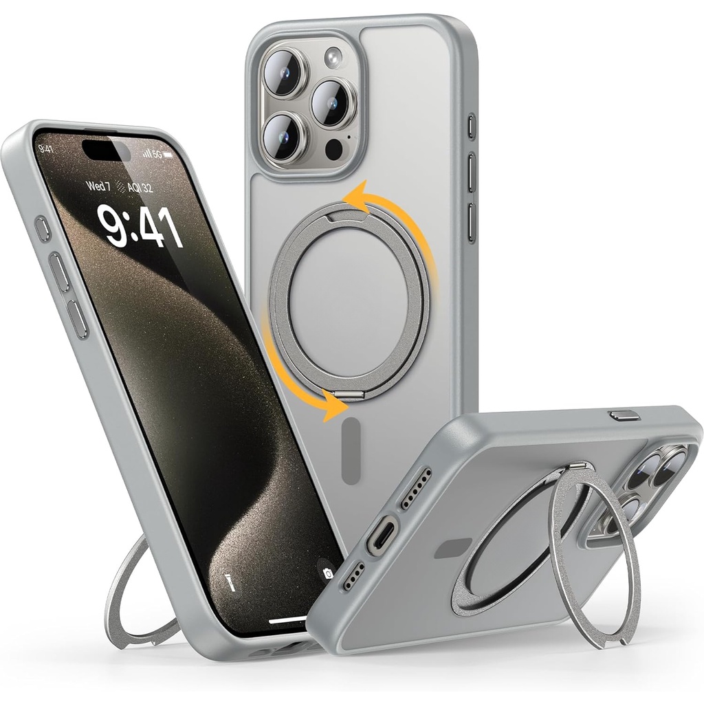 360 ° เคสโทรศัพท์มือถือ แบบแม่เหล็ก หมุนได้ สองด้าน สําหรับ iPhone 15 Pro Max