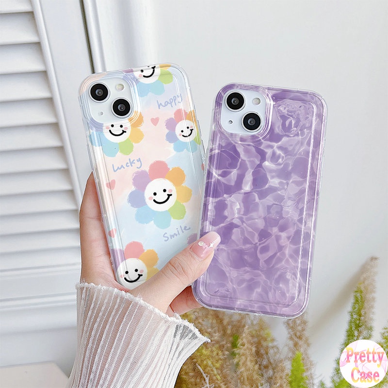 เคสโทรศัพท์มือถือแบบใส กันกระแทก ลายหน้ายิ้ม สีม่วง สําหรับ OPPO A98 A96 A95 A94 A93 A57 A55 A54 A53 A52 A92 A33 A31 A78 A77S A76 A74 A17 A16K A15S A7 A5S A3S F11 F9