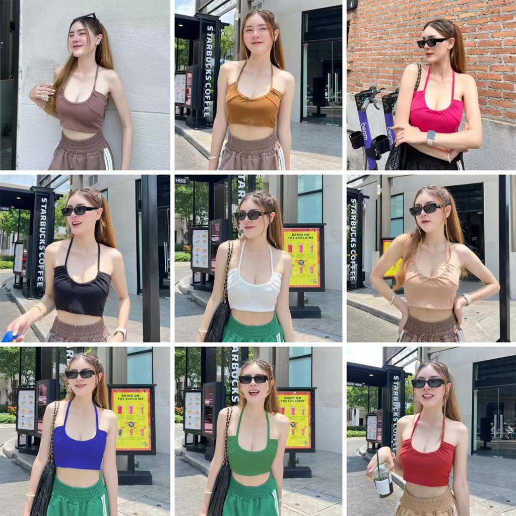 เสื้อครอปใส่เป็นผูกคอ คิ้วท์มากๆ เว้ากลางอกเซ็กซี่เบาๆ สีสันสดใส ใสเที่ยวปาร์ตี้