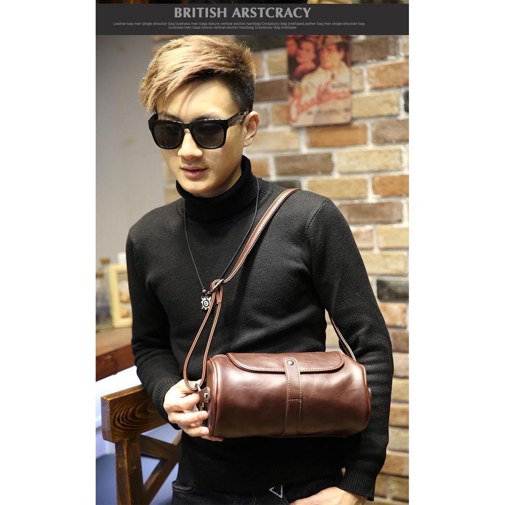 A.T.A กระเป๋าสะพายหลังหนัง Crazy Horse สไตล์เกาหลี รุ่นใหม่ สำหรับผู้ชาย แนววินเทจ - รูปที่ 6