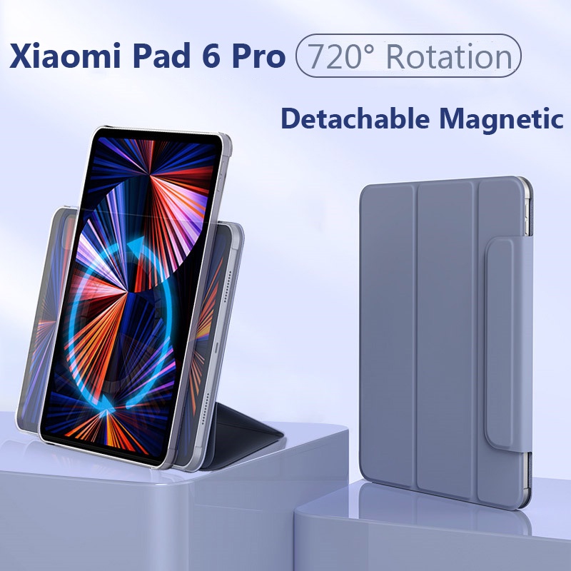 เคสแม่เหล็ก ถอดออกได้ สําหรับ Xiaomi Pad 6 Pro 11 นิ้ว Xiaomi Pad 6 2023 11 หมุนได้ 720 ° Folio เคสแข็ง PC แบบใส ตั้งได้