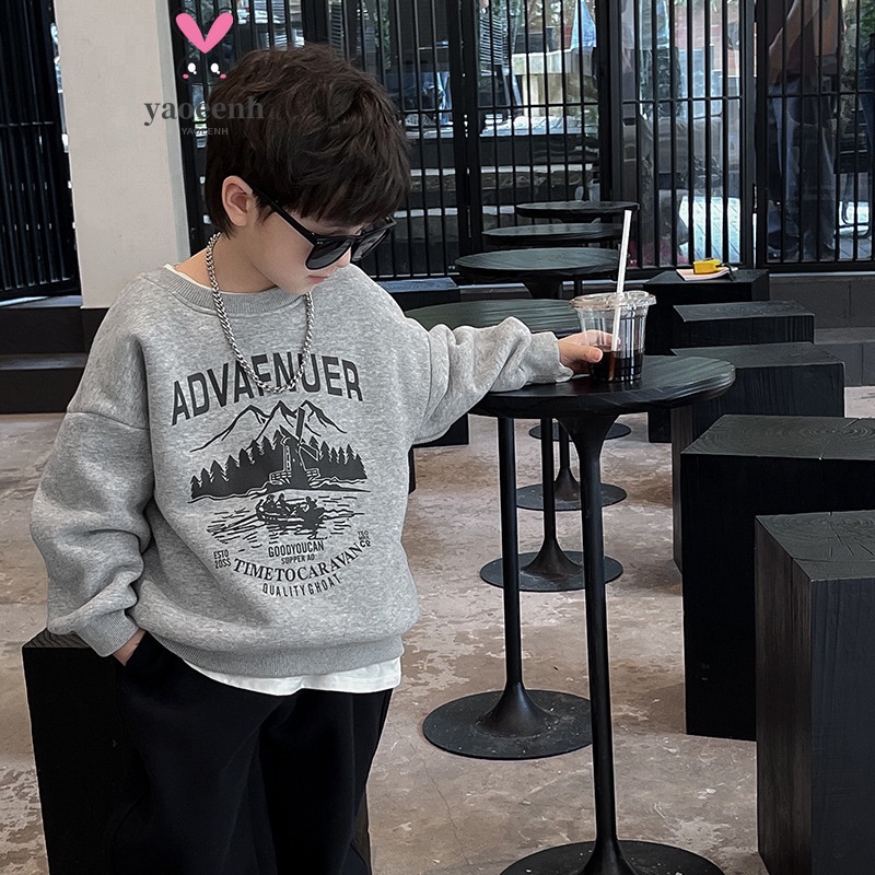 【YAOEENH】เสื้อกันหนาวลําลอง ทรงหลวม พิมพ์ลายตัวอักษร ขนาดใหญ่ 120-170 เซนติเมตร 