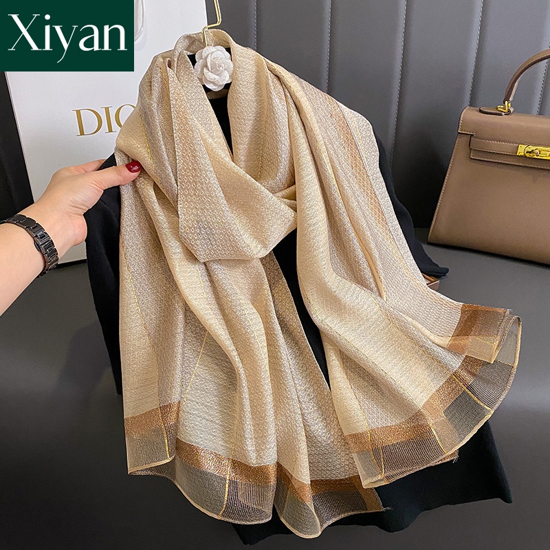 【พร้อมส่ง】ผ้าพันคอ ผ้าคลุมไหล่ ผ้าไหม ให้ความอบอุ่น แฟชั่นใหม่ สําหรับผู้หญิง