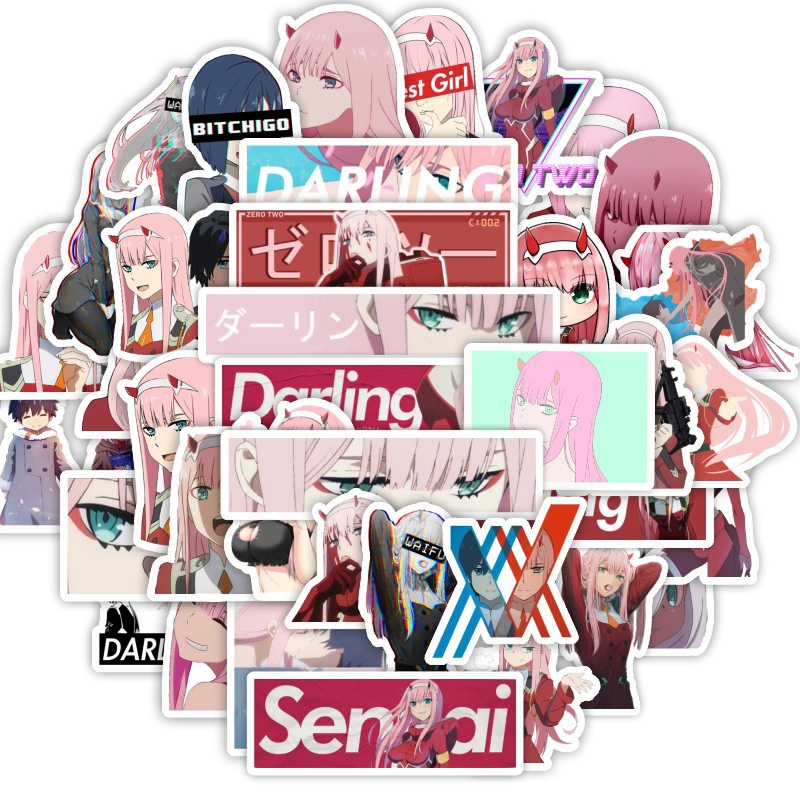 50Pcs/Set DARLING in the FRANXX Series 05 Stickers Anime ZERO TWO HIRO ICHIGO GORO MIKU DIY Fashion Waterproof Decals Doodle Stickers