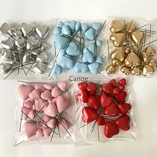 คริสต์มาส 20 ชิ้น/เซ็ต ลูกบอลตกแต่งเค้กรูปหัวใจสีทองและสีเงิน ท็อปเปอร์เค้กวันวาเลนไทน์