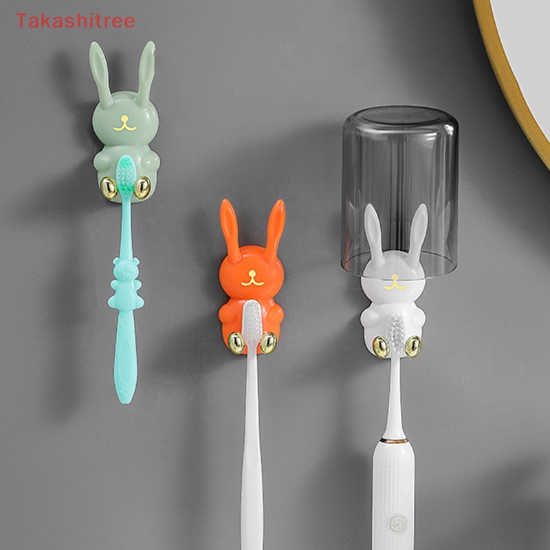 (Takashitree) ที่แขวนแปรงสีฟัน รูปกระต่ายน่ารัก แบบติดผนัง ไม่ต้องเจาะผนัง