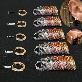 5/6/8/10 มม.ชุบทอง Huggies Hoop ต่างหูผู้หญิงแหวนกระดูกอ่อนเกลียวขนาดเล็กเจาะ Tragus วงกลมสาว Hypoallergenic เครื่องประดับ