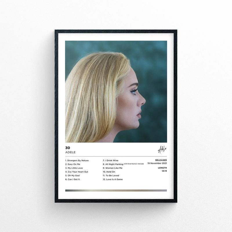 โปสเตอร์ Adele - 30 ไม่มีกรอบ | สไตล์โพลารอยด์ | อัลบั้มเพลง ปกคลุมงานศิลปะ