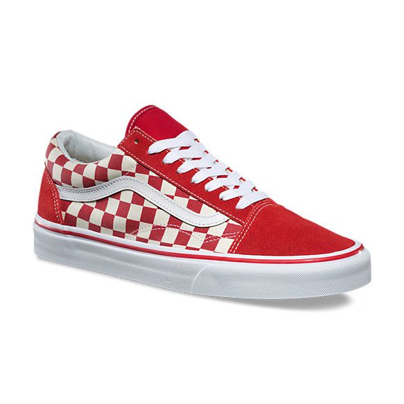 VANS OLD SKOOL PRIMARY CHECK RACING RED / WHITE แฟชั่น