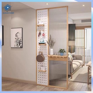 Solid Wood Wire-Wrap Board Changhong Glass Screen Minimalist Japanese Style Living Room Entrance Hallway Storage Storage Rack Partition Household
