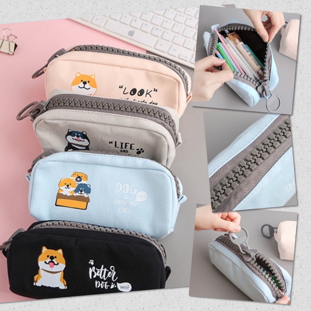 💖 กระเป๋าดินสอ ซิบใหญ่ ลายสุนัข กล่องดินสอ เกรดพรีเมี่ยม 💖