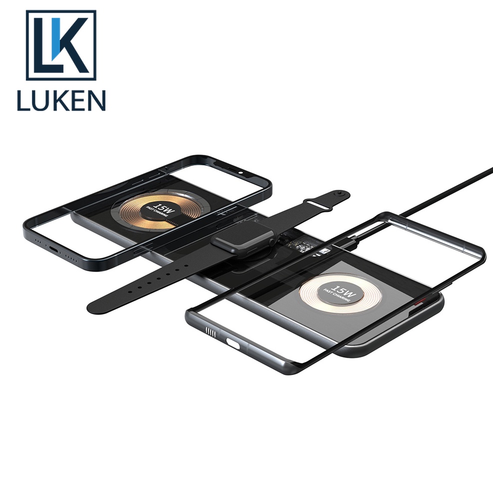 Luken แท่นชาร์จแม่เหล็กไร้สาย 15W แบบใส สําหรับ Apple Watch iPh 13 12 Pro Max Mini AirPods