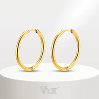 Vnox ต่างหูห่วง สเตนเลส ขนาด 11 มม. - 30 มม. สําหรับผู้หญิง และผู้ชาย 1 คู่
