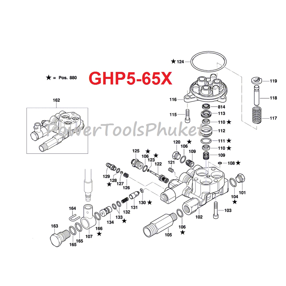 วาล์วทางดูด - ทางส่ง #109 { 1 ตัว } เครื่องฉีดน้ำแรงดันสูง GHP 5-14 / GHP 5-65X : Bosch