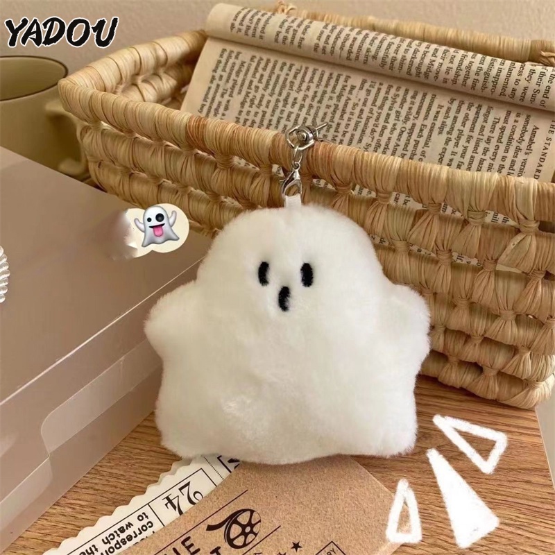 Yadou พวงกุญแจ จี้ตุ๊กตาการ์ตูนผีน้อยน่ารัก สีขาว สร้างสรรค์ สําหรับห้อยกระเป๋านักเรียน