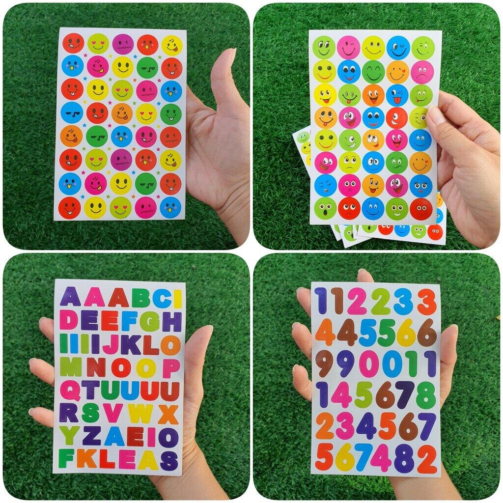 สติ๊กเกอร์ (10 แผ่น) ดาว หน้ายิ้ม อีโมจิ ตัวเลข รูปที่ 4