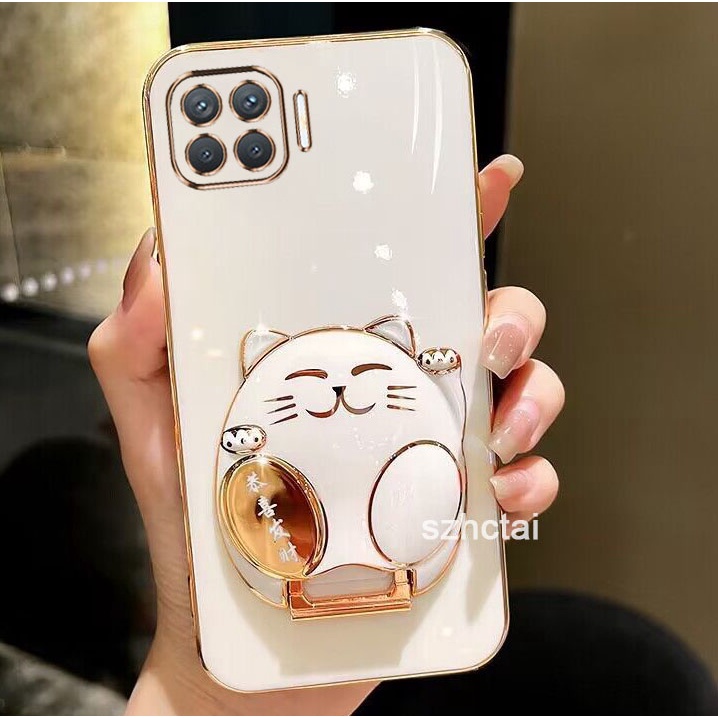เคสโทรศัพท์ oppo reno 4f a93 4g a73 4g f17 f17 pro เคสโทรศัพท์ เคสโทรศัพท์พร้อมขาตั้งแมวกวัก Gong Xi Fa Cai