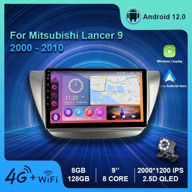 เครื่องเล่นมัลติมีเดีย วิทยุรถยนต์ 9 นิ้ว สําหรับ Mitsubishi Lancer 9 CS 2000-2010 2 Din GPS นําทางสเตอริโอ DVD Carplay Android 13