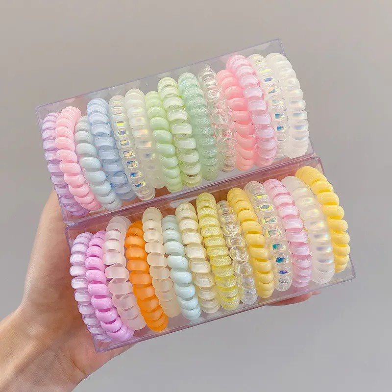 ชุดยางรัดผม แบบยืดหยุ่น สีแคนดี้ เครื่องประดับ สําหรับผู้หญิง จํานวน 9 ชิ้น