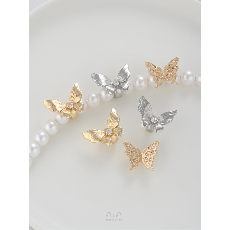 Spacer ลูกปัดผีเสื้อทําด้วยมือ diy 14K Gold-clad สีระบุฝังเพทาย ราคา ถูกที่สุด ดีลบีเคเค