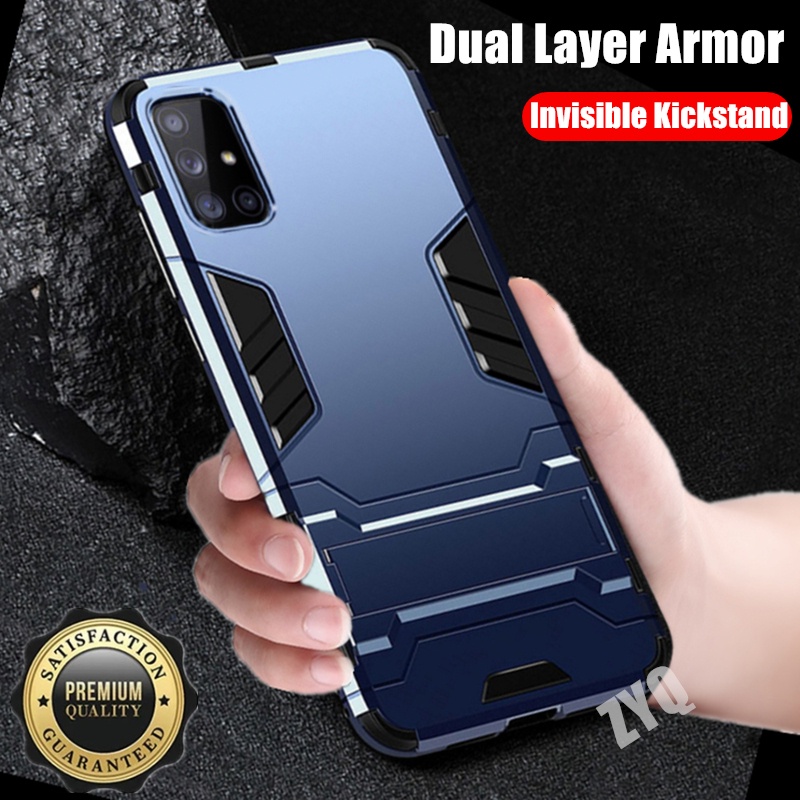 เคสโทรศัพท์มือถือ กันกระแทก พร้อมขาตั้ง แบบสองชั้น สําหรับ Samsung Galaxy A Quantum 6.7 นิ้ว SM-A716